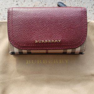 BURBERRY Burgundy House Check Card Case Wallet